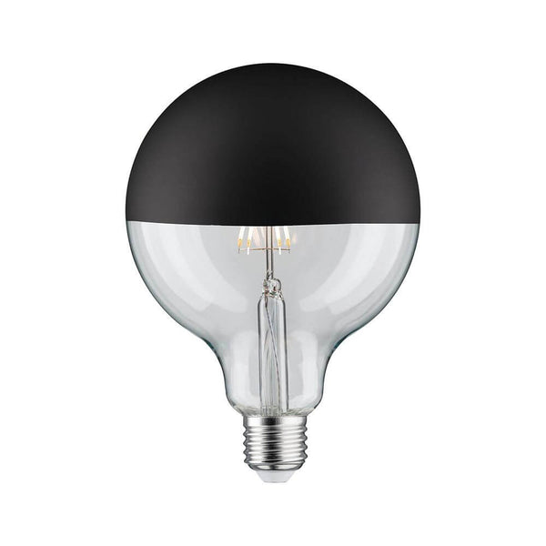 E27 6.5W LED head mirror Black-Matt Dimmable 2700K – elegant globe lamp with warm white light.