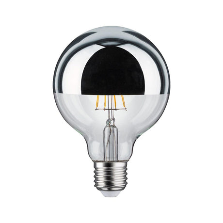 E27 6,5W LED Globe spejlreflektor, dæmpbar, 2700K, sølv 