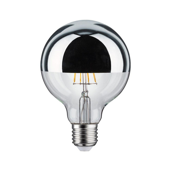 E27 6,5W LED Globe Kopfspiegel Dimmbar 2700K Silber, silberne LED-Globe-Lampe mit warmweißem Licht