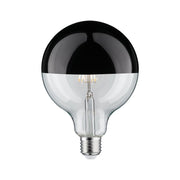 E27 6,5W LED Globe Kopfspiegel Schwarz, Chrom Dimmbar 2700K mit schwarzem Kopfspiegel und E27-Fassung