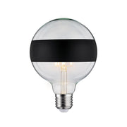 E27 6,5W LED Globe Ringspiegel Dimmbar 2700K Schwarz-Matt, dekorative Glühbirne mit Schwarz-Matt Ringspiegel
