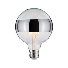 E27 6,5W LED Globe Ringspiegel Dimmbar 2700K Silber, Paulmann Globe 125 Leuchtmittel mit silberner Ringverspiegelung