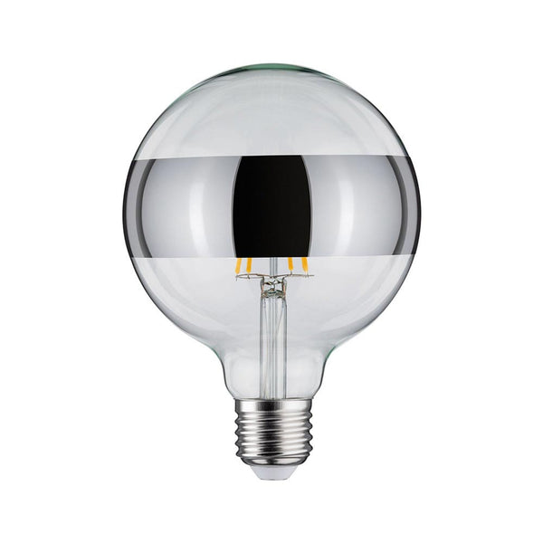 E27 6,5W LED Globe Ringspiegel Dimmbar 2700K Silber, silber verspiegelte Globe-LED-Lampe