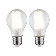 E27 7W LED Birne 2er-Set Filament Matt 4000K, zwei mattierte Paulmann LED-Leuchtmittel mit E27-Sockel