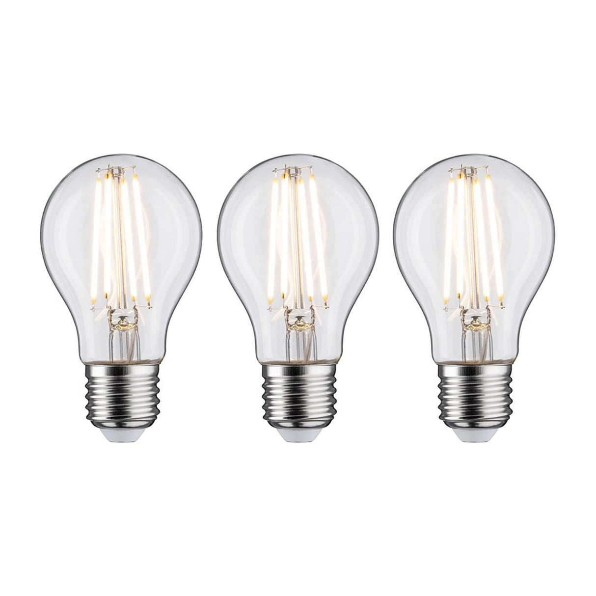 E27 9W Rundum LED Leuchtmittel 3er Bündel Filament 2700K Klar