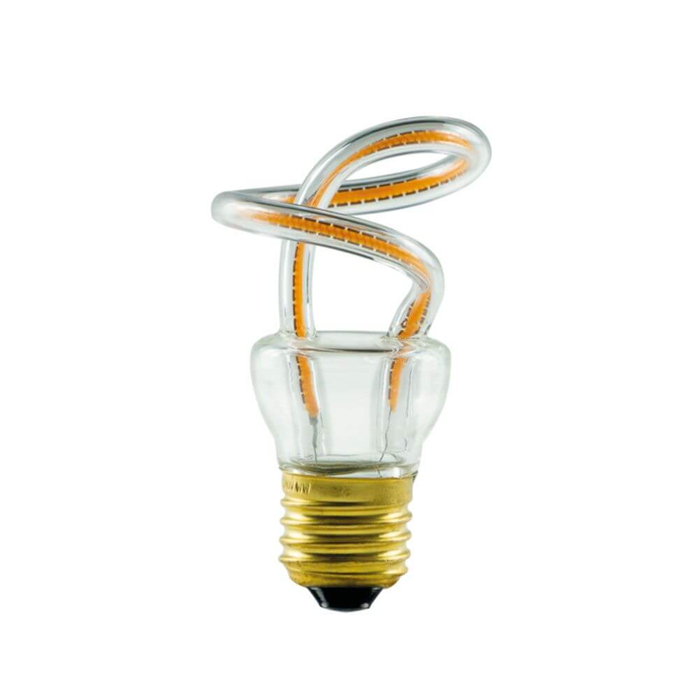 E27 LED Retro Art Line Extra Warmweiß 1900K Dimmbar mit geschwungener Lichtskulptur für kreative Beleuchtung.