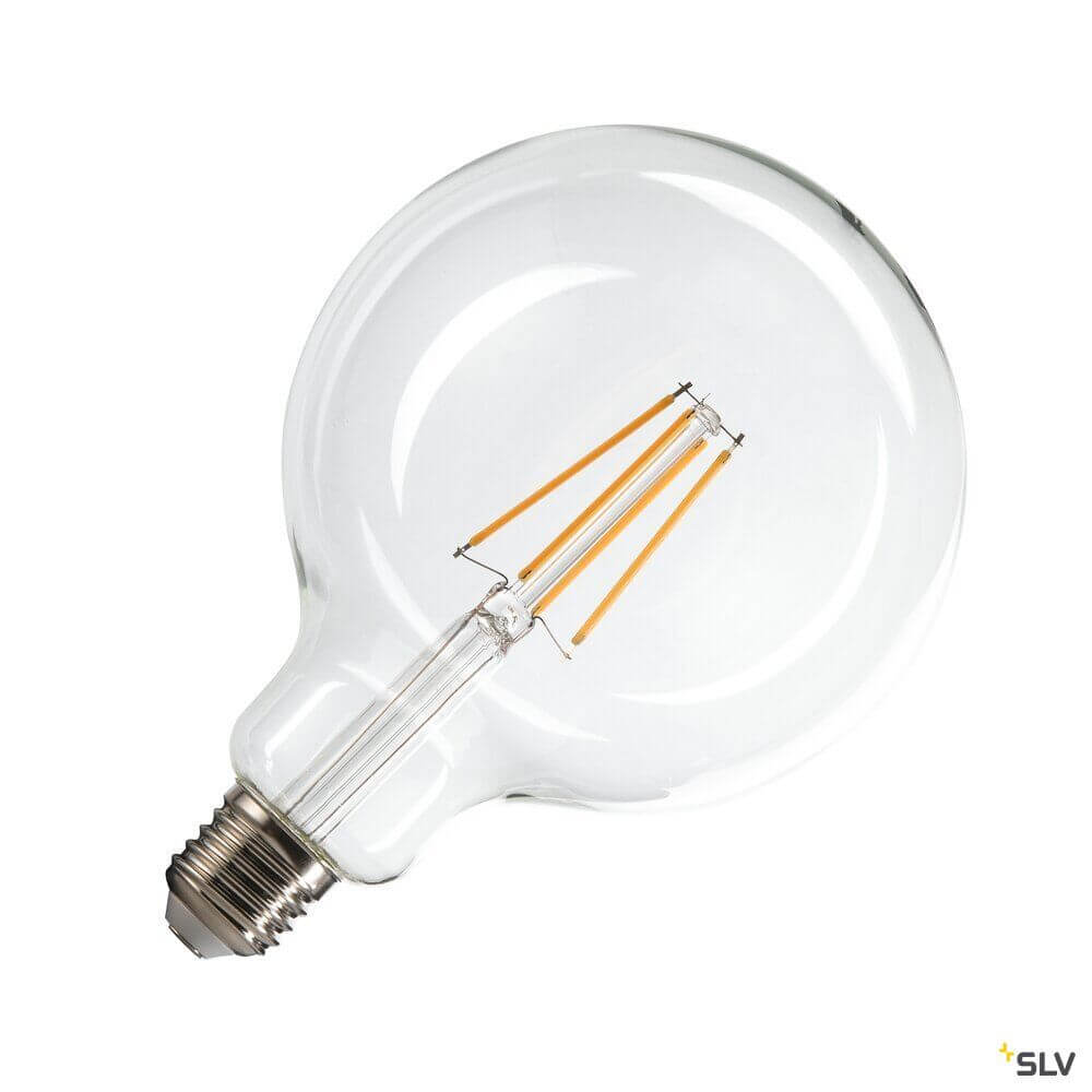 E27 LED Transparent 7,5W 2700K Cri90 320° Leuchtmittel in G125 Form mit transparentem Gehäuse.