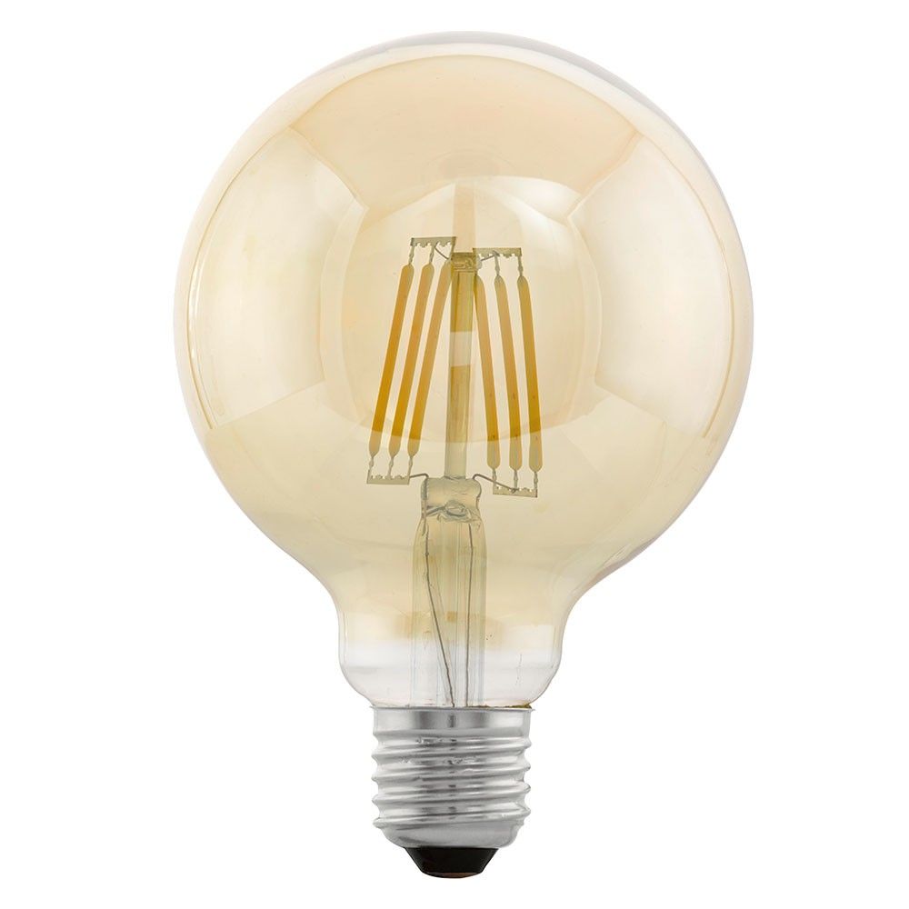 E27 LED Retro Globe Leuchtmittel in Extra Warmweiß 2200K, energiesparend und umweltfreundlich.
