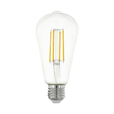 E27 LED Ampoule rétro à filament blanc chaud 2700K 806 lm 7W avec design en verre transparent.
