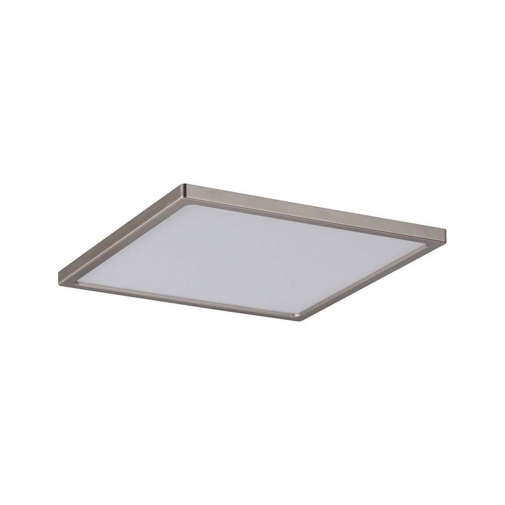 EBL Set Panel Areo eckig IP23 LED 1x12W 3000K Nickel-Matt in quadratischer Form mit mattem Nickelrand.