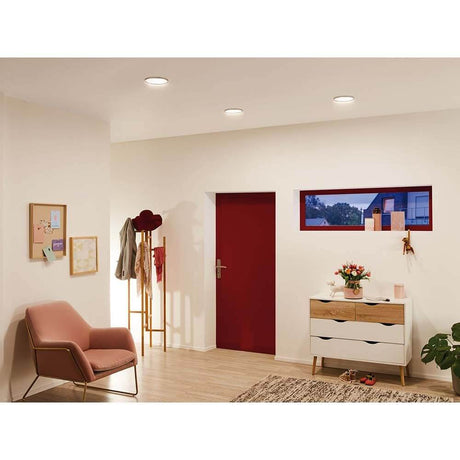EBL Set Panel Areo rond IP23 LED 1x12W 3000K 180mm Nickel-mat dans un espace de vie moderne