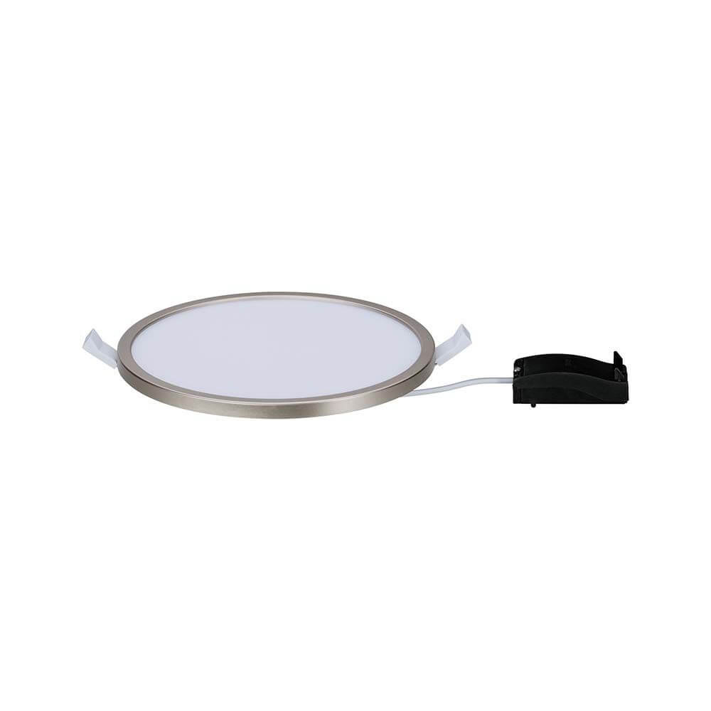 EBL Set Panel Areo rund dim IP44 1x12W 3000K 180mm Nickel-Matt - rundes LED Einbaupanel mit Dimmfunktion und IP44 Schutz.
