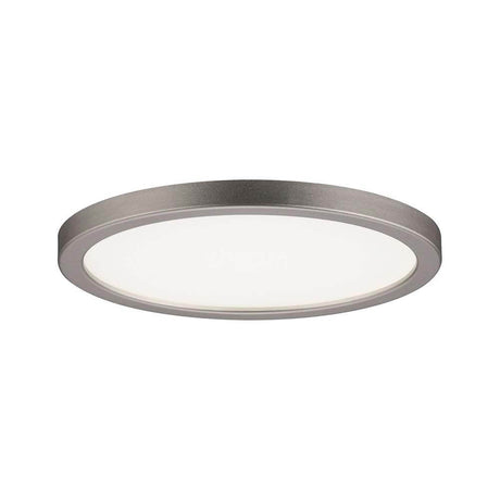 EBL Set Panel Areo rond dim IP44 1x8W 3000K 120mm Nickel-mat en nickel mat Présentation en plafonnier.