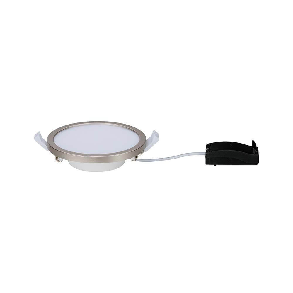 EBL Set Panel Areo rund dim IP44 1x8W 3000K 120mm Nickel-Matt LED Einbaupanel mit schmalem Rand und Dimmfunktion.