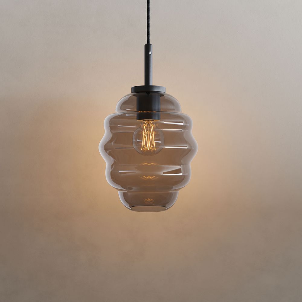 s.luce Lámpara colgante de cristal Echos suspensión 150cm negro