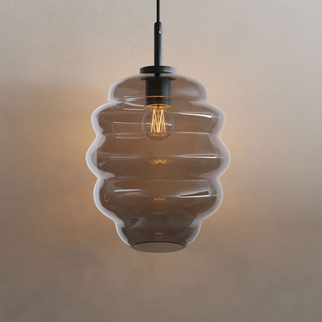 s.luce Lampada a sospensione in vetro Echos 150cm nero