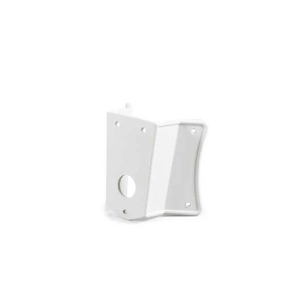 Corner mounting for outdoor lamps, metal in matte white for creative lighting installations.