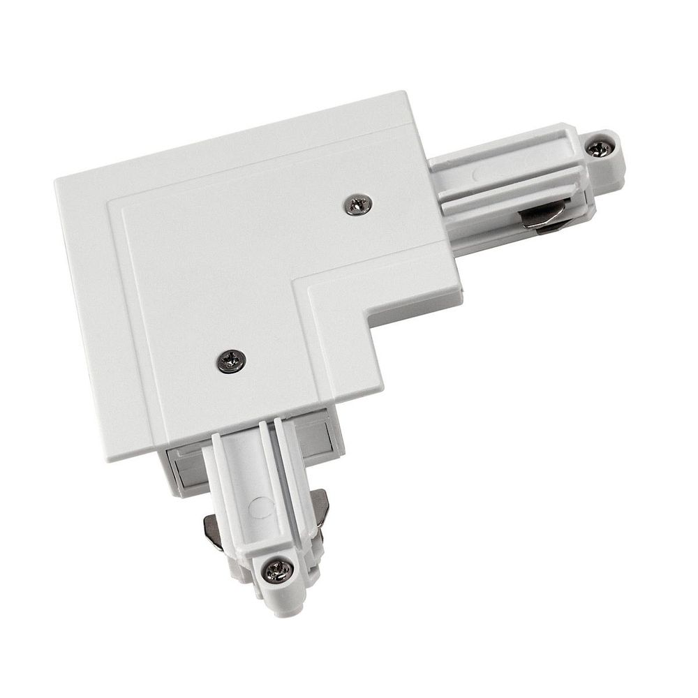 Eckverbinder für 1-Phasen HV-Schiene Einbau Weiß Erde Innen, Hochvolt 1Phasen-Einbauschienen-System.