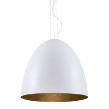 Pendelleuchte Egg L Ø 55cm Weiß, Goldfarben von Nowodvorski, moderne Hängeleuchte mit weißer Außenfläche und goldener Innenseite