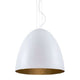 Pendelleuchte Egg L Ø 55cm Weiß, Goldfarben. Moderne Hängeleuchte mit mattem Weiß und goldener Innenseite.