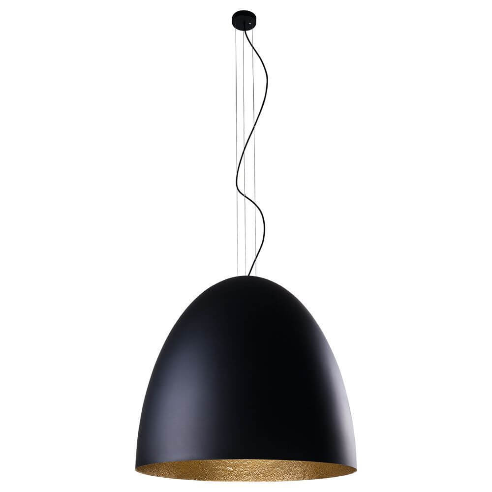 Hängeleuchte Egg XL Ø 75cm Schwarz, Goldfarben - elegante und moderne Beleuchtung mit mattem Schwarz und goldener Innenseite.