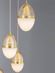 Egna Pendelleuchte 5-flammig Ø 45cm 3000K Gold mit transparenten und opalen Glaskugeln.