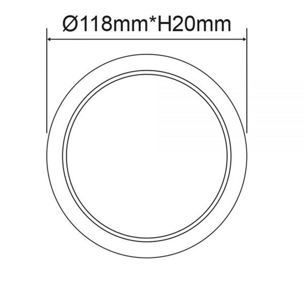 Einbau LED-Panel Ø 12cm Flex Dimmbar 8W Ausschnitt 5-10cm Warmweiß, Maße Ø118mm x H20mm