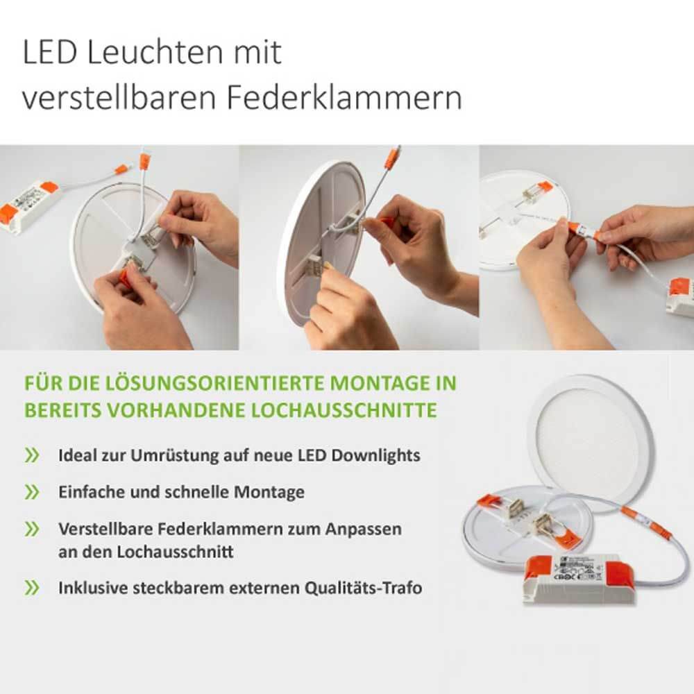 Einbau LED-Panel Ø 23cm Flex 23W Ausschnitt 5-21cm Warmweiß  Pro-Light   