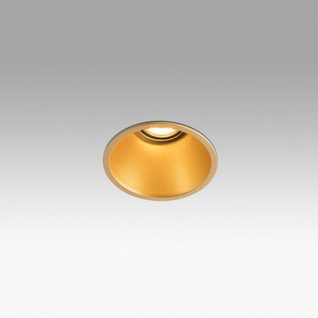 Einbaulampe Fresh IP44 GU10 Goldfarben, runde Aluminiumleuchte für Gewerbe- und Arbeitsräume, einfach zu installieren.