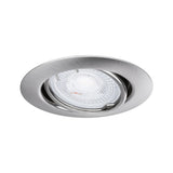 Einbauleuchte Basis-Set schwenkbar Ø 9cm aus gebürstetem Metall, ideal für Neuinstallationen und Austausch.