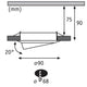 Technische Zeichnung der Einbauleuchte Base 10er Basis-Set Ø 9cm Weiß mit Maßen und Installationshinweisen.
