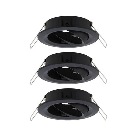 Einbauleuchte Choose 3er-Basis-Set schwenkbar 50° Schwarz-Matt, Set aus 3 schwenkbaren Einbauringen in Schwarz-Matt.