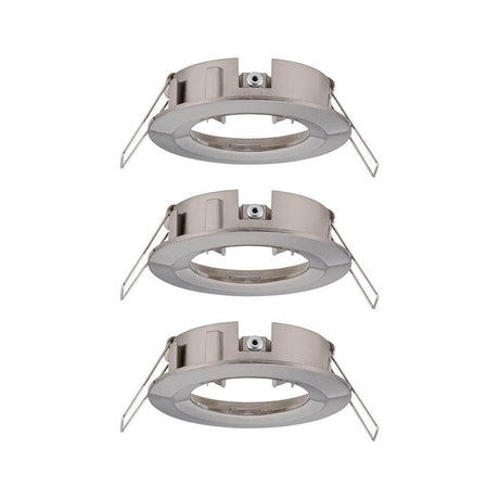 3-piece recessed ring set Choose base set fixed iron brushed in stainless steel finish, suitable for individual lighting design.
