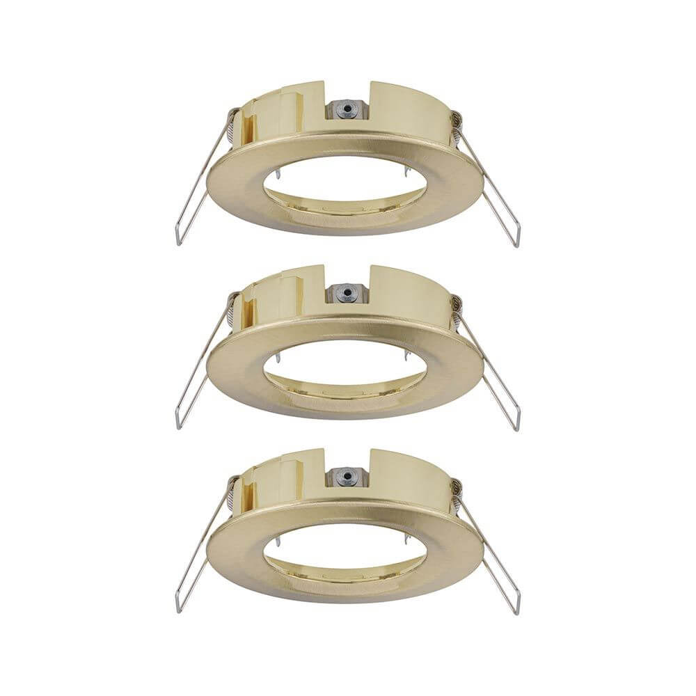 3er Set Einbauringe Choose Basis-Set starr Messing-Gebürstet, kompatibel mit Choose-Leuchtmitteln, spritzwassergeschützt IP44.