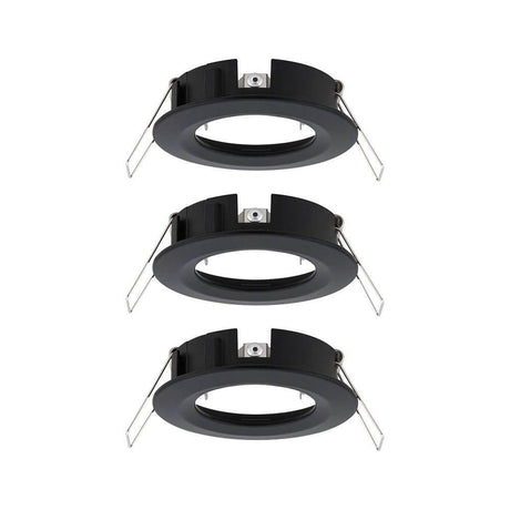 3-piece set of recessed rings Choose Base Set Fixed Matte Black, fixed, splash-proof, compatible with Choose light sources