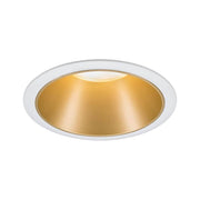 Einbauleuchte Cole 8,8cm Weiß-Matt, Gold: runde Einbauleuchte mit weiß-mattem Rand und goldener Oberfläche