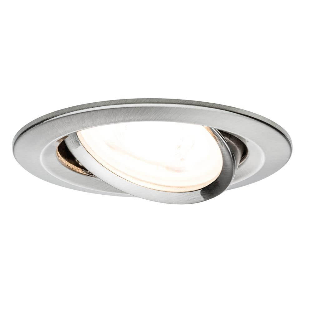 Runder Einbaustrahler Nova IP23 aus Eisen mit GU10-Sockel, ideal für Wohnräume und Dachvorstände.