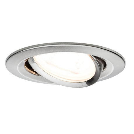 Einbauleuchte Nova IP23 rund Eisen GU10 in modernem Design, ideal für Dachvorstände und Wohnräume.