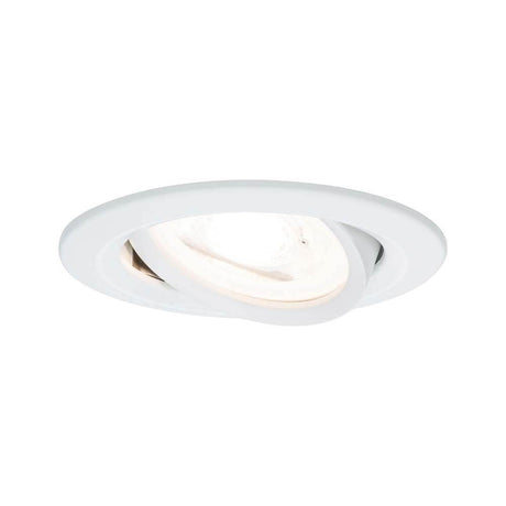 Spot encastré Nova rond orientable LED 1x6,5W 2700K GU10 blanc dans anneau d’encastrement blanc, idéal pour des espaces atmosphériques.