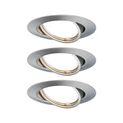 Einbauleuchten-Base Coin LED schwenkbar 3-stepdim 3x5W 51mm in Edelstahloptik, dreifach angeordnet.