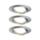 Einbauleuchten-Base Coin LED schwenkbar 3-stepdim 3x5W 51mm in Edelstahloptik, dreifach angeordnet.