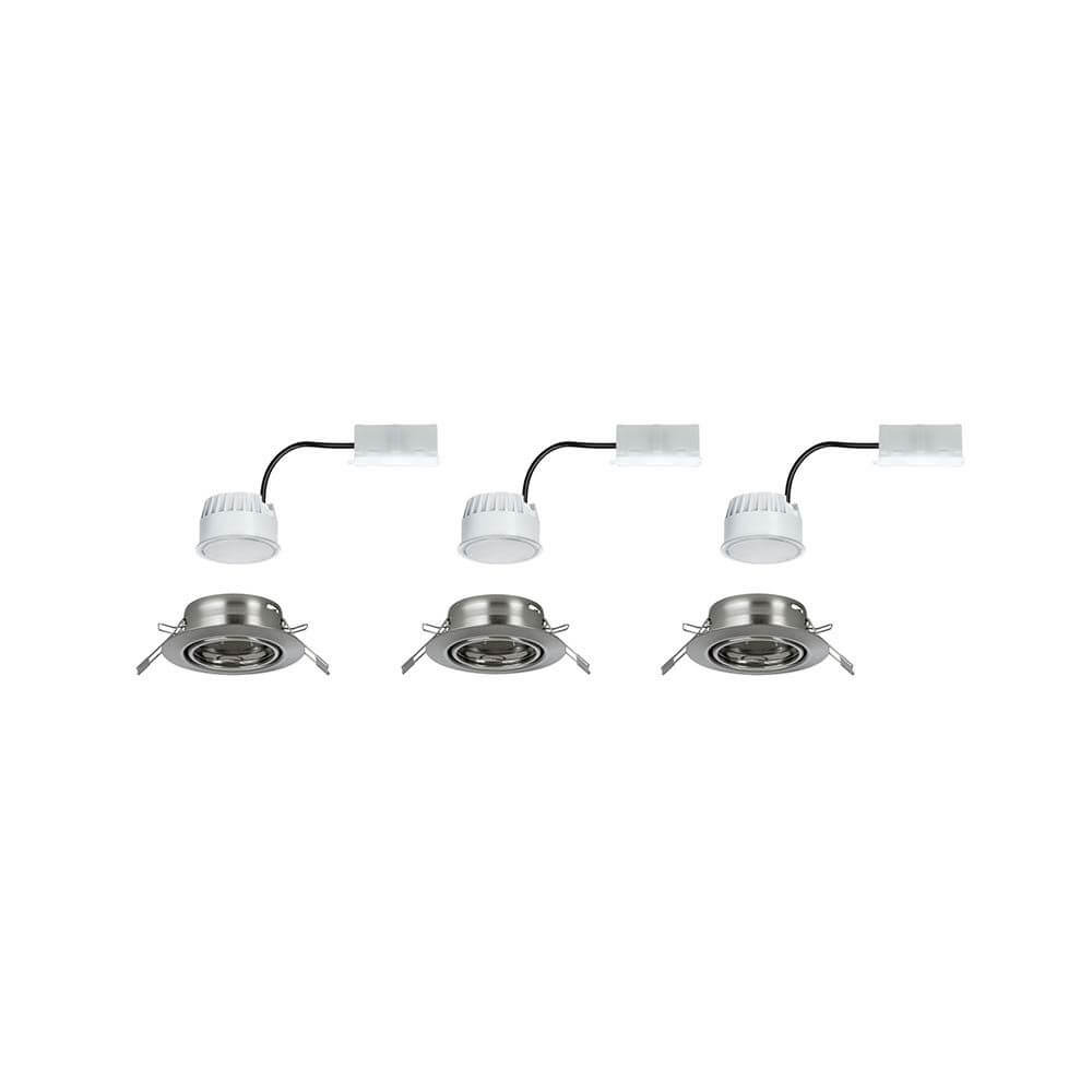 Einbauleuchten-Base Coin LED schwenkbar 3x5W 51mm - Set von drei schwenkbaren Einbaustrahlern aus Metall.