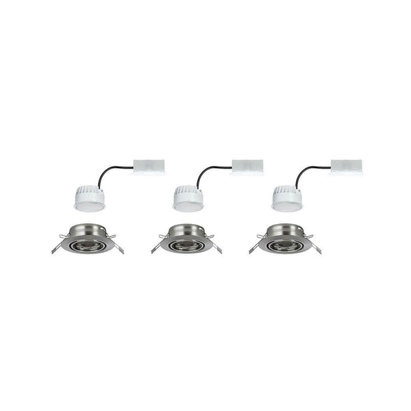 Einbauleuchten-Base Coin LED schwenkbar 3x5W 51mm - Set von drei schwenkbaren Einbaustrahlern aus Metall.