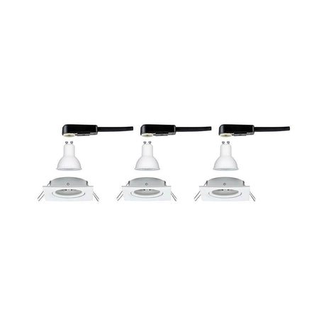Nova square recessed light set LED 3-stepdim 3x6.5W White - modern recessed spotlights with warm white light and easy installation.