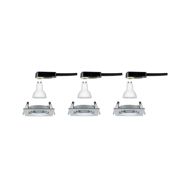Kit de spots encastrés Nova carré orientable LED 3x6,5W 2700K GU10 - des spots encastrés modernes au design blanc.