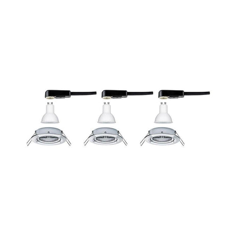 Recessed spotlight set Nova round swiveling LED 3stepdim 3x6,5W GU10 chrome - Modern recessed spotlights in white.