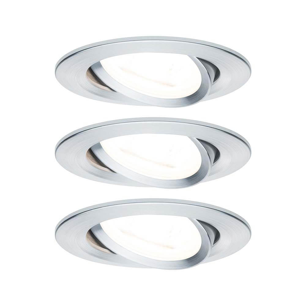 Einbauleuchten-Set Nova rund schwenkbar LED 3x6,5W 2700K GU10 mit modernem Design und warmweißem Licht.