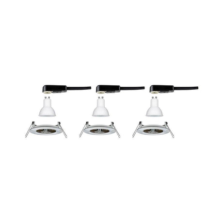 LED recessed lighting set Nova round fixed IP44 step dimmer GU10 aluminum set with modern recessed rings.