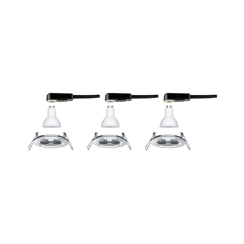 Juego de lámparas empotrables LED Nova Round Rigid IP44 GU10 cromo