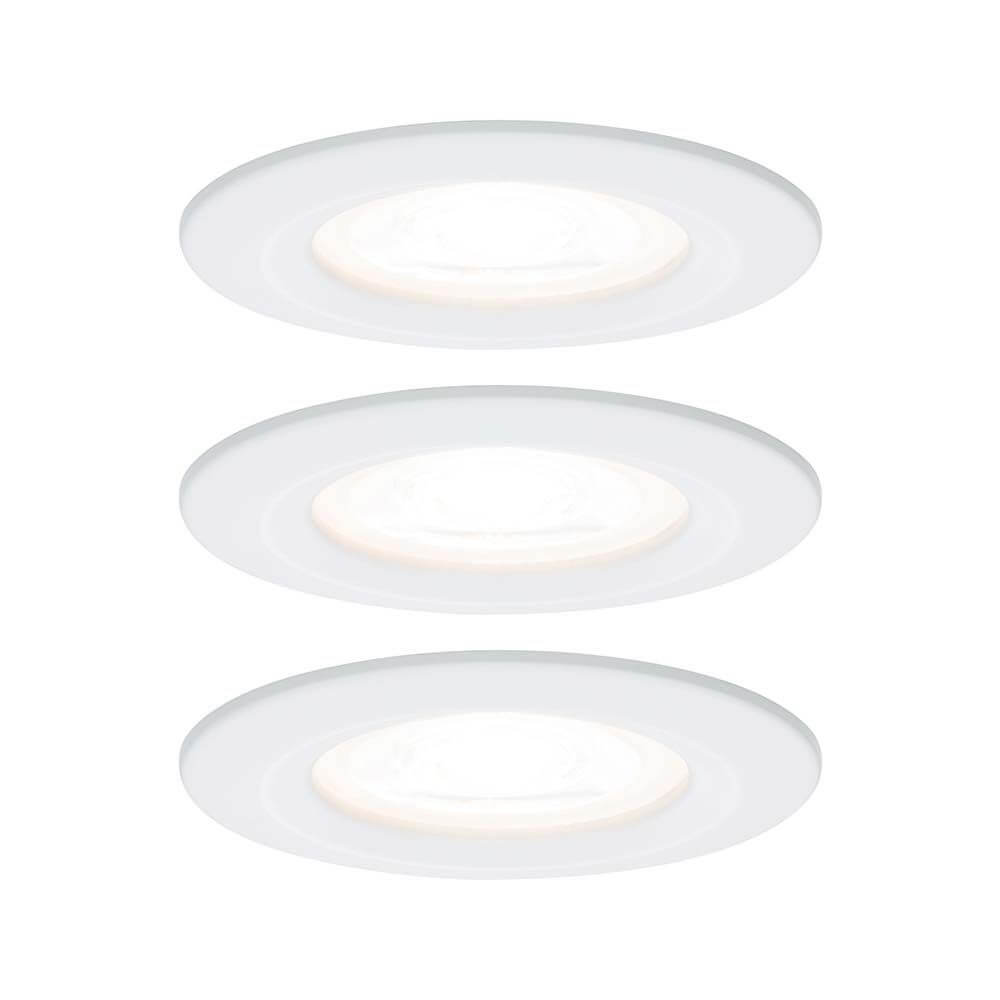 3er-Set LED Einbauleuchten-Set Nova rund starr IP44 3-stepdim Weiß in modernem Design, ideal für stimmungsvolles Licht.